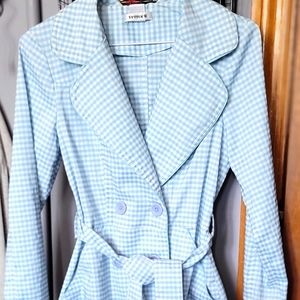 Petites Blue/White Gingham Spring Coat